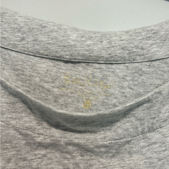 Lilly Pulitzer  Womens 3/4 Sleeve Blouse Gray Size M Twist Knot Front - Picture 2 of 4